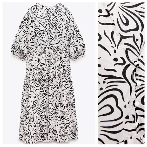 ZARA PRINTED TIERED DRESS - Picture 6 of 6